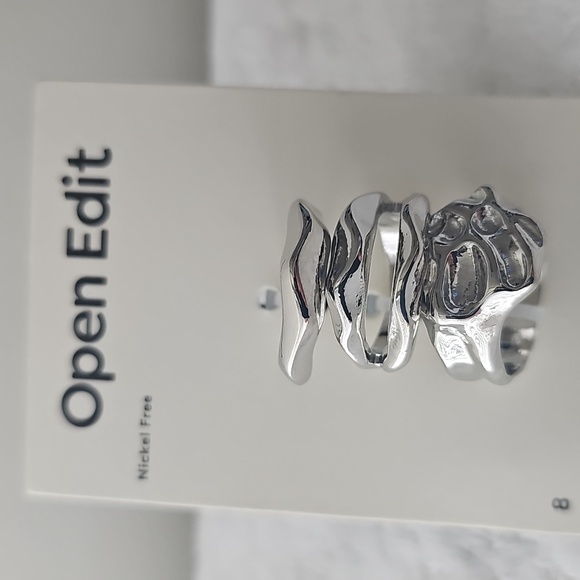 NWT Open Edit Set Of 3 Molten Rhodiun Rings Size 8 - Picture 4 of 8